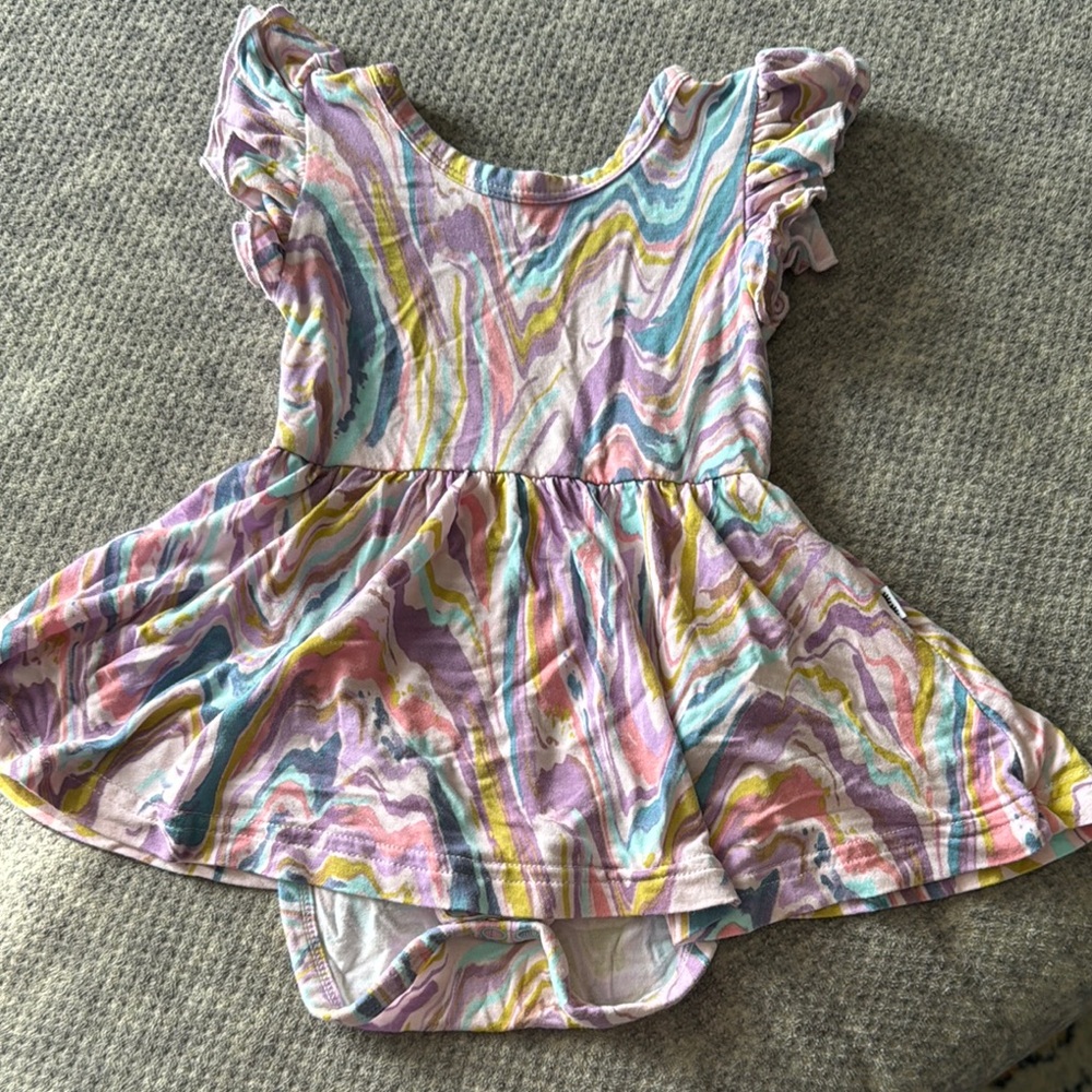 Little Sleepies Pink and Purple Flutter Sleeve Sundress